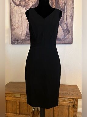 White House Black Market Black Fitted Dress Little Black Dress SZ 6 Excellent